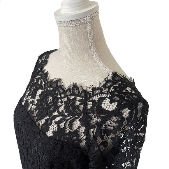 Milly Stella Lace Fit & Flare Little Black Dress Size 8 - Picture 8 of 15